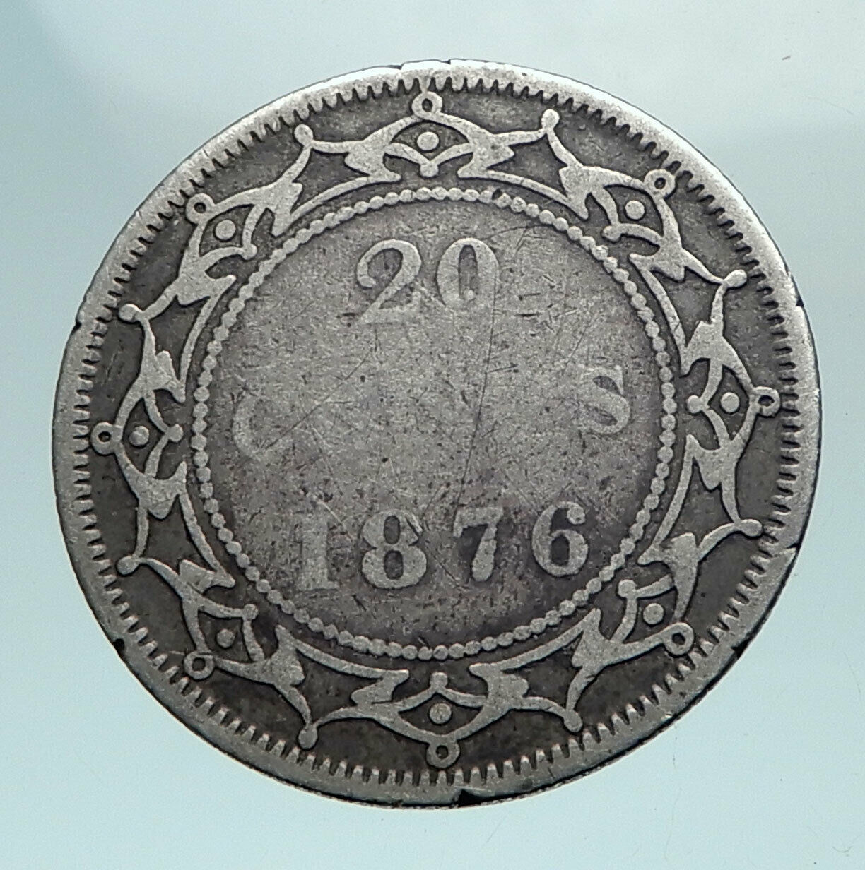 1876 CANADA NEWFOUNDLAND UK Queen VICTORIA Genuine Silver 20 Cents Coin i81080