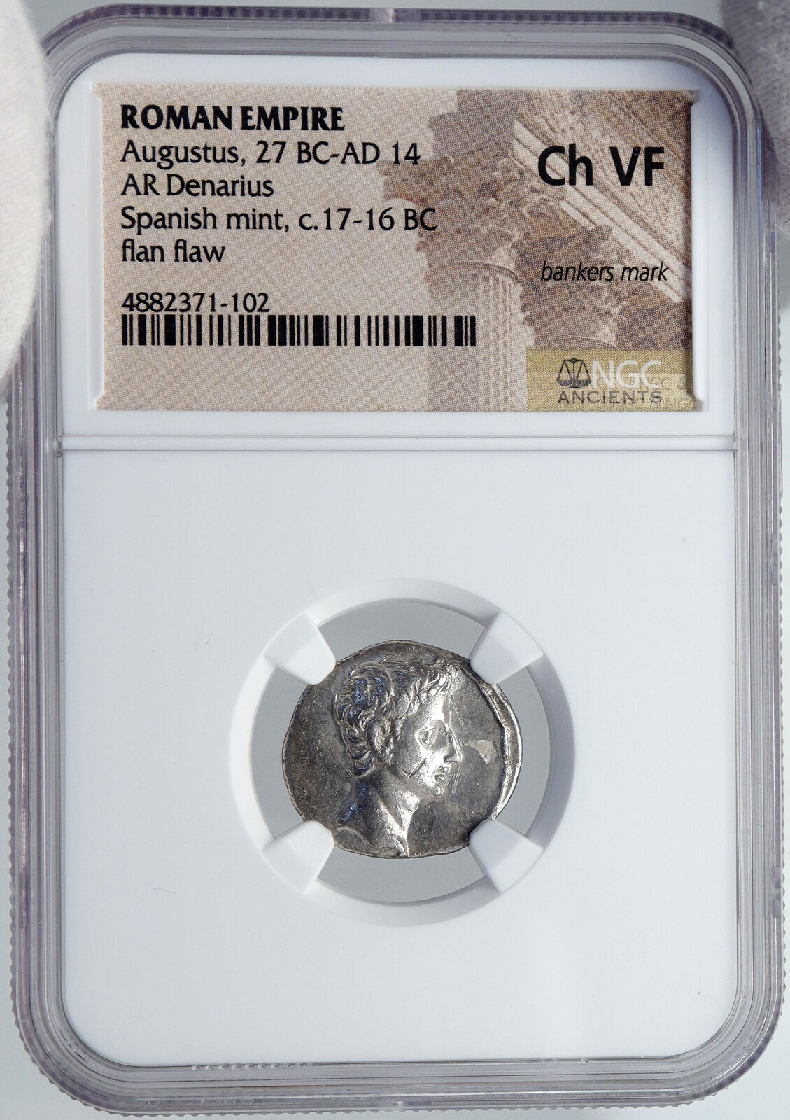 AUGUSTUS Moon Birth SIGN CAPRICORN Zodiac Spain Silver Roman Coin NGC i87720