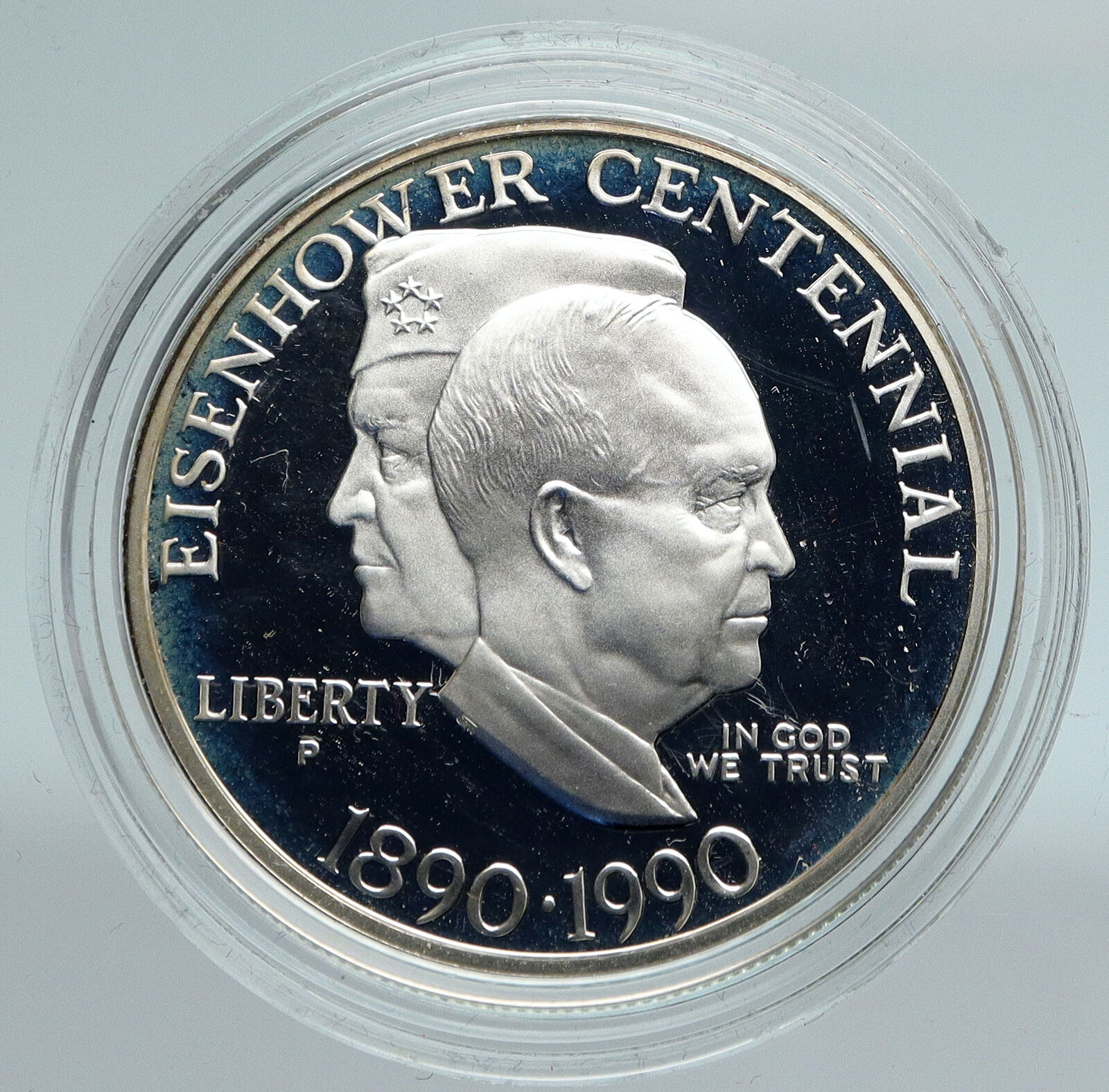 1990 UNITED STATES USA General & President EISENHOWER Proof Silver $ Coin i89455