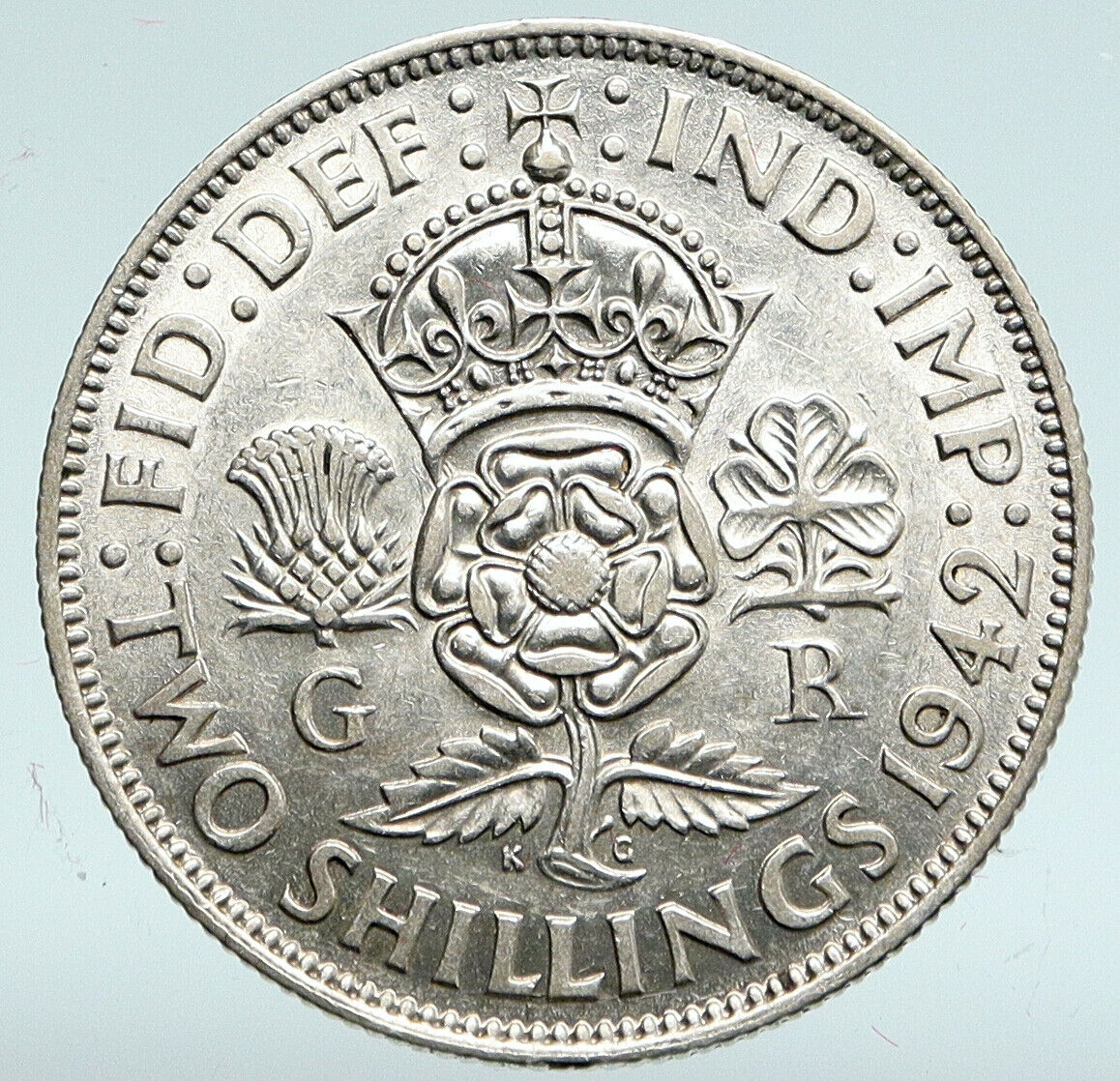 1942 Great Britain United Kingdom King George VI SILVER 2 SHILLING Coin i89447