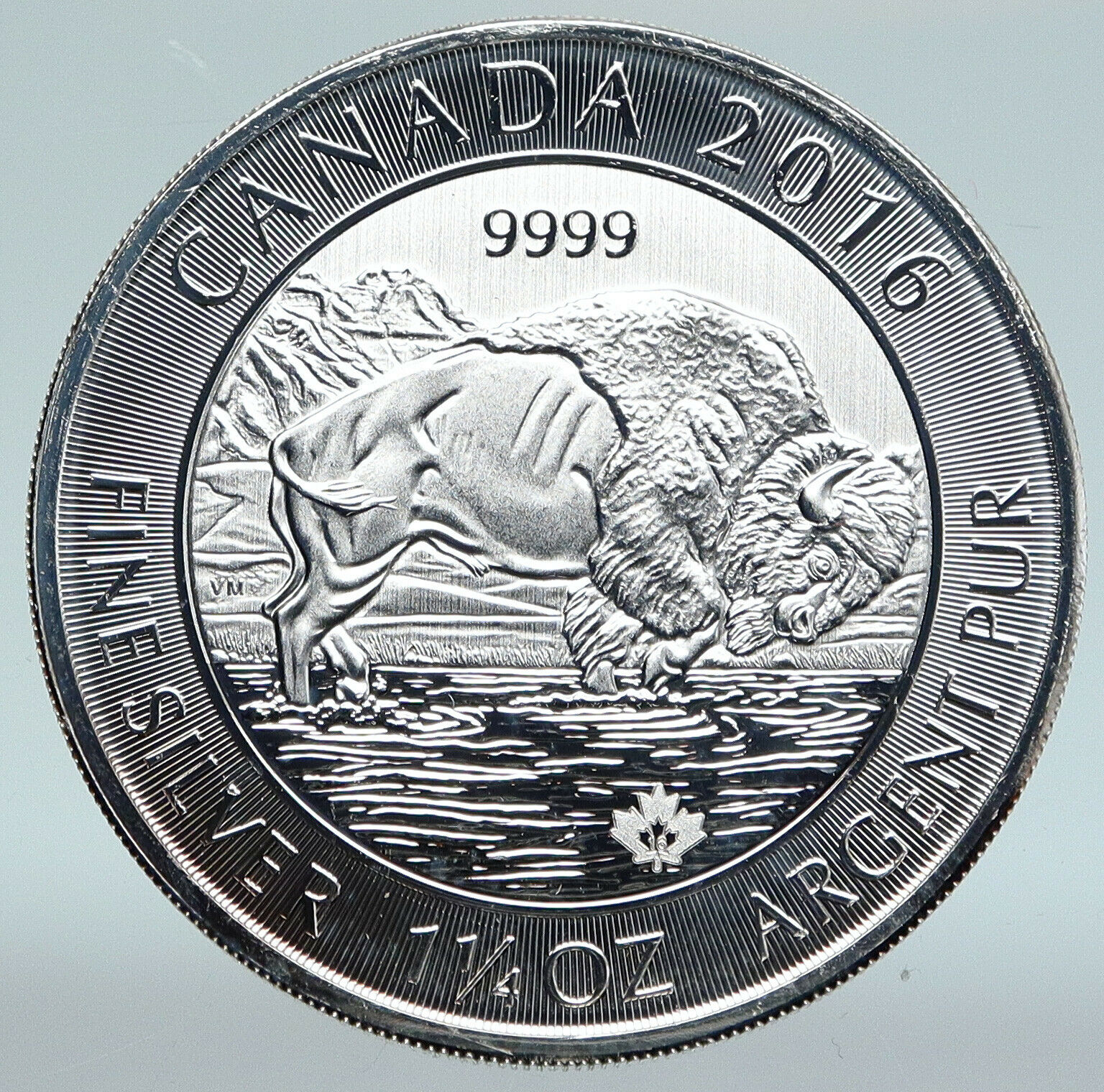 2016 CANADA UK Queen Elizabeth II w/ BISON 1 1/4 OZ Proof Silver $8 Coin i89438