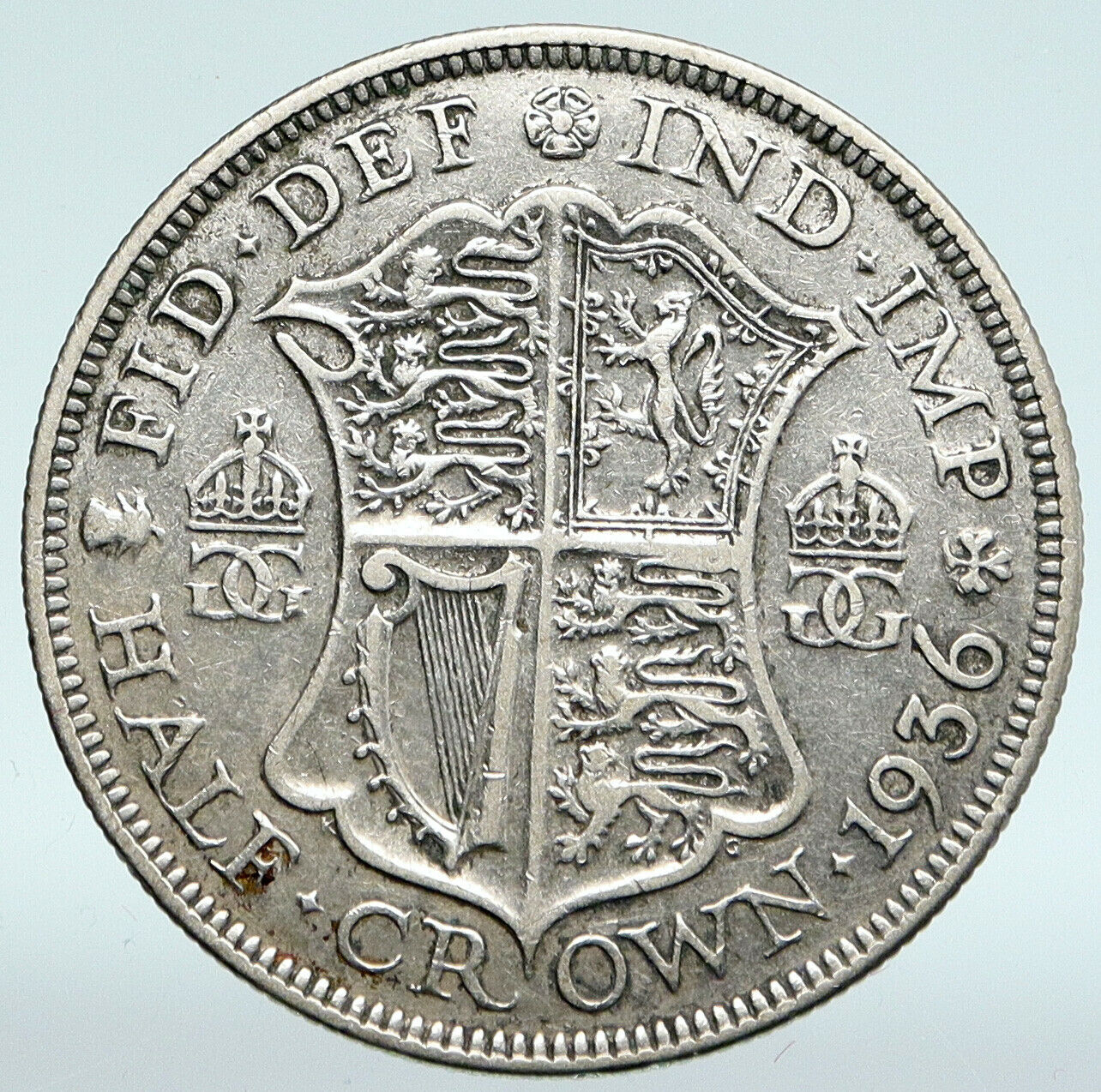 1936 Great Britain United Kingdom UK King GEORGE V Silver Half Crown Coin i89443