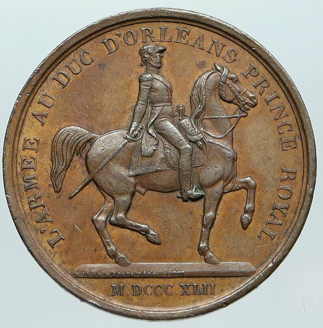 1845 FRANCE King Louis Philippe I HORSE French Antique OLD Silver Medal i89194