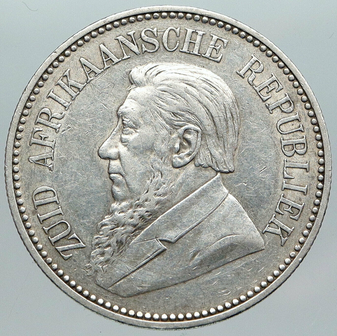 1896 SOUTH AFRICA President Johannes Paul Kruger Silver 2 1/2 Shillg Coin i89217