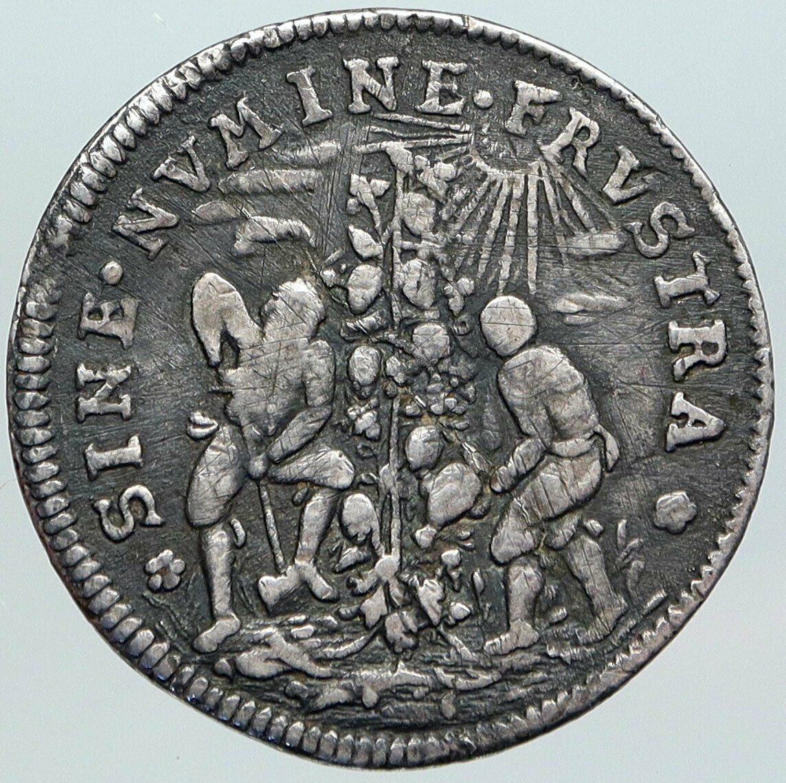 1700's SWITZERLAND Swiss Canton of BASEL Men Tend TREE Art Silver Medal i89197