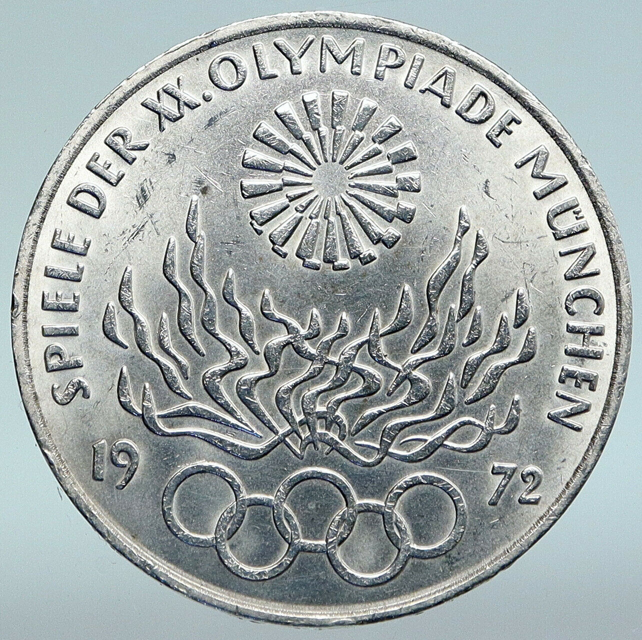 1972 Germany Munich Summer Olympic Antique Vintage Silver 10 Mark Coin i89637