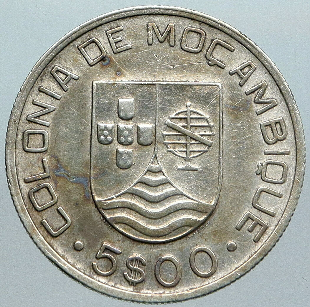 1936 PORTUGAL Colony MOZAMBIQUE Antique Vintage Silver 10 Escudos Coin i88948