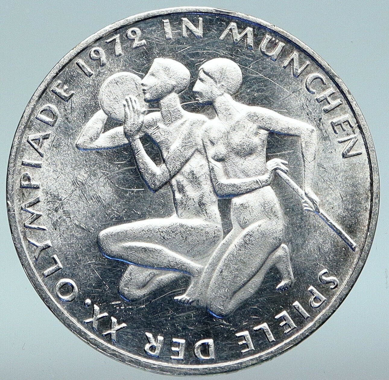 1972 Germany Munich Summer Olympics XX ATHLETES OLD Silver 10 Mark Coin i89646