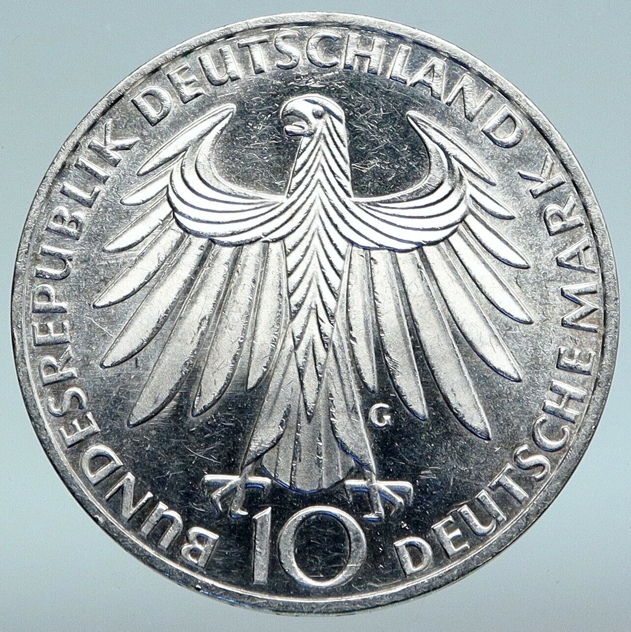 1972 Germany Munich Summer Olympics XX ATHLETES OLD Silver 10 Mark Coin i89646