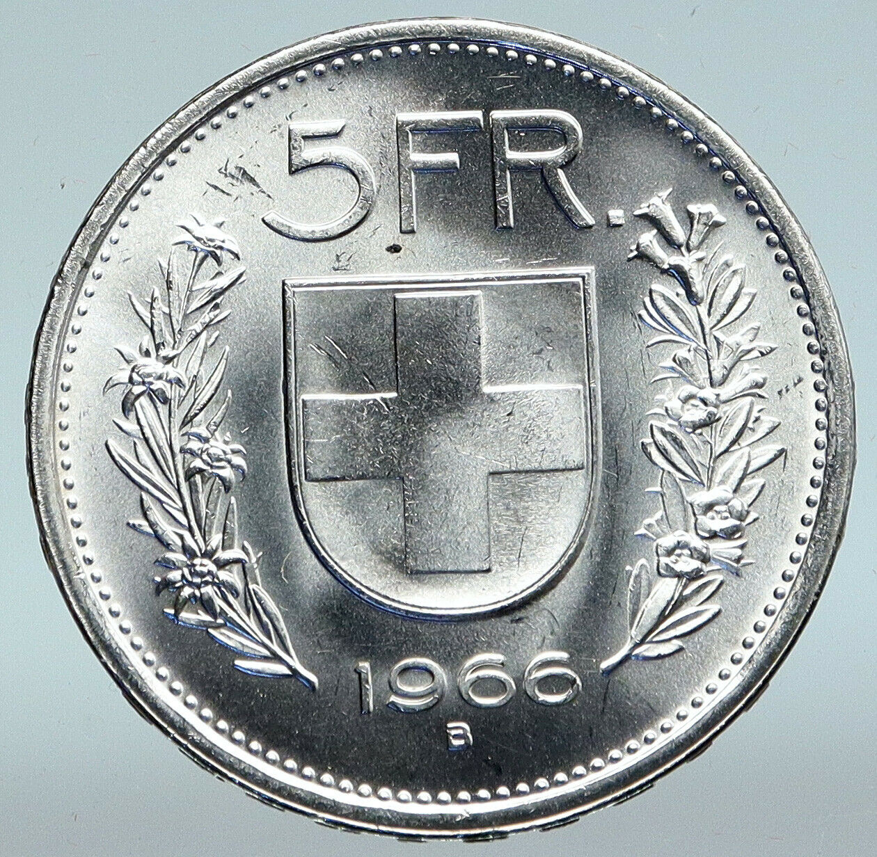 1966 B Switzerland Founding HERO WILLIAM TELL 5 Francs Silver Swiss Coin i89656