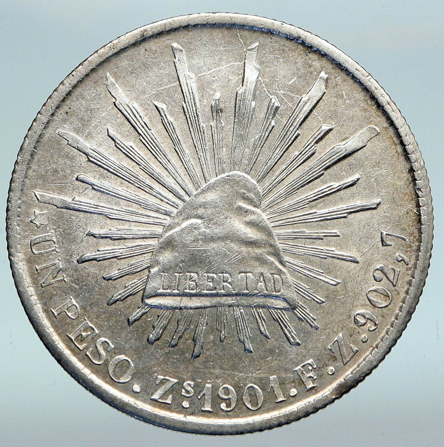 1904 Zs FZ MEXICO Large Eagle Sun Antique Mexican OLD Silver Peso Coin i89652