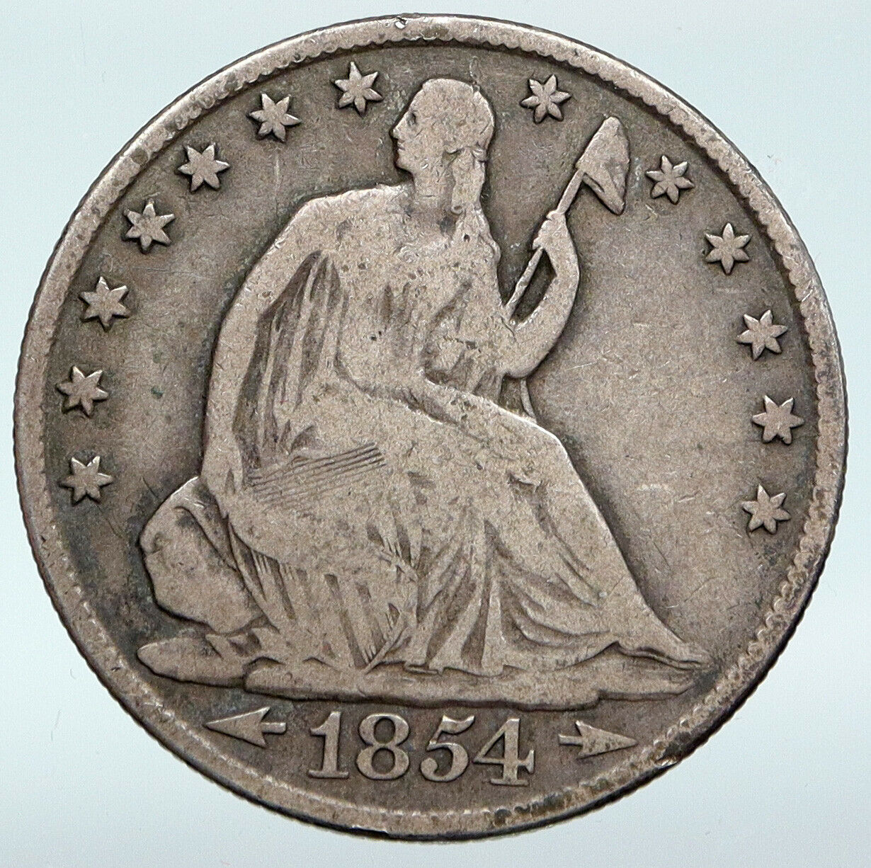 1854 O UNITED STATES US Silver SEATED LIBERTY Half Dollar Coin w EAGLE i89770