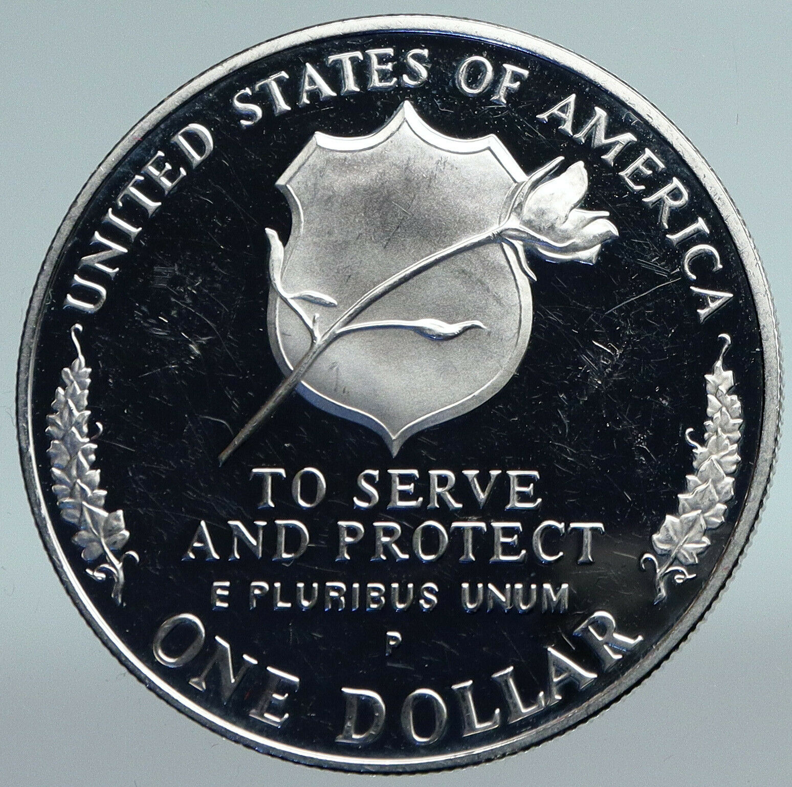 1997 USA United States HONOR LAW ENFORCEMENT Protect Proof Silver $ Coin i89781