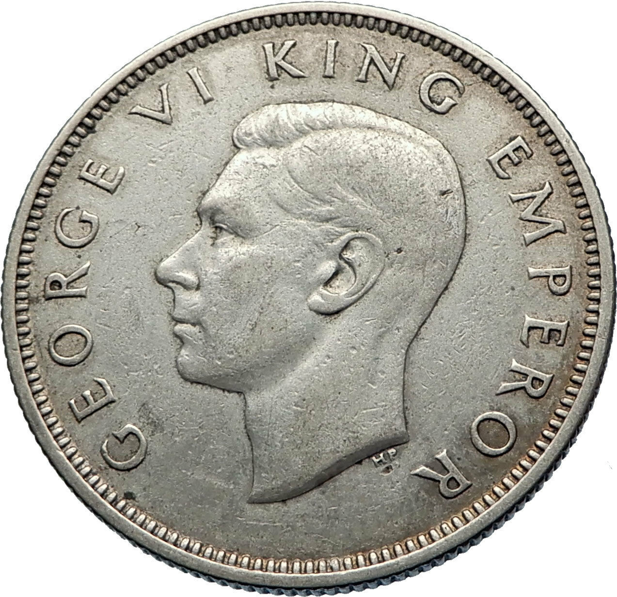 1937 NEW ZEALAND under UK King George V Silver Florin Coin w KIWI BIRD i71874