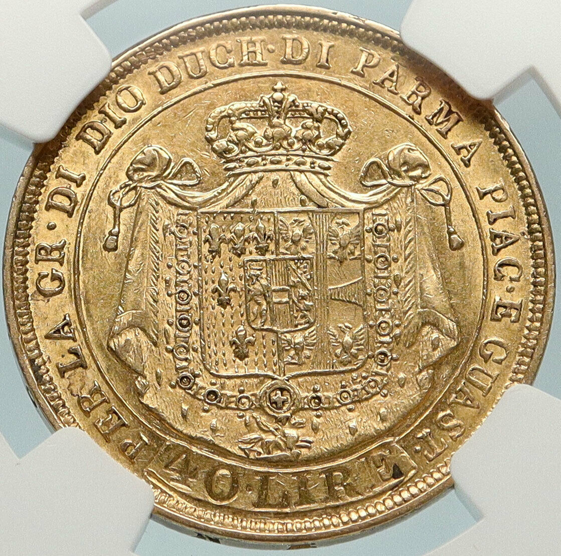 1815 ITALY Parma Duchess MARIA LOUISE NAPOLEON Wife Gold 40 Lire Coin NGC i84425