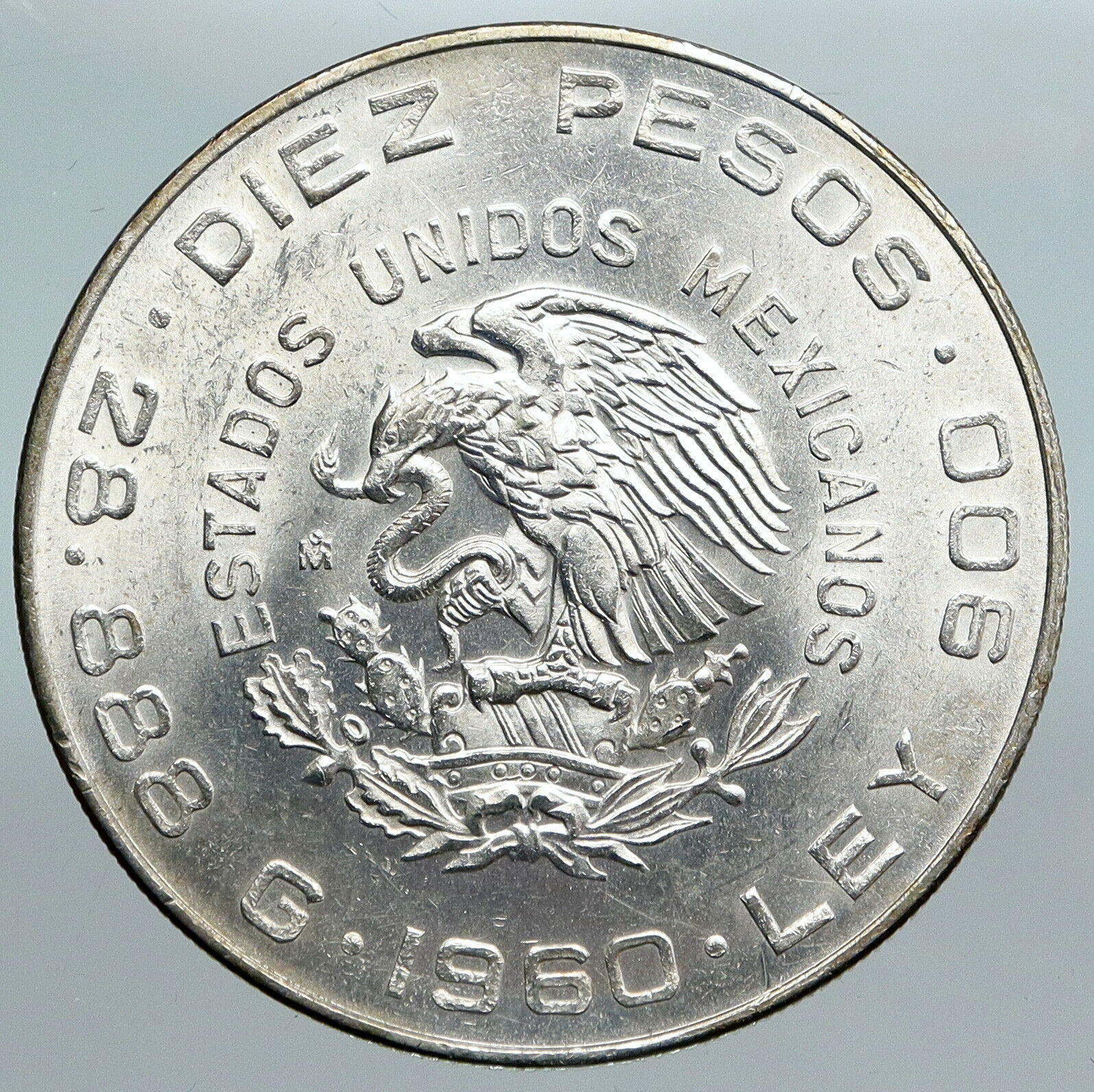 1960 Mexican 150Y WAR OF INDEPENDENCE Hidalgo Madero Silver 10 Pesos Coin i90040