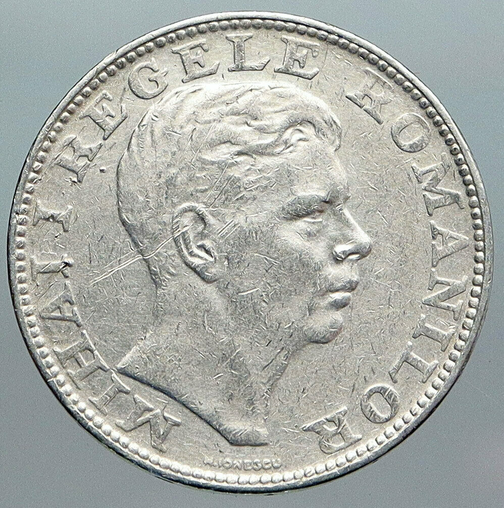 1942 ROMANIA Michael I Antique VINTAGE OLD Silver 200 LEI Romanian Coin i89025