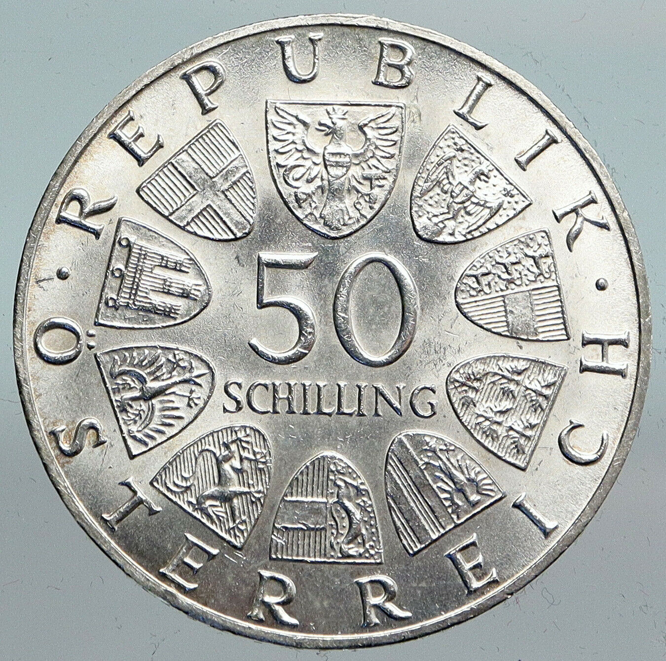 1968 AUSTRIA Vienna Parliament VINTAGE OLD Proof Silver 50 Shilling Coin i90115