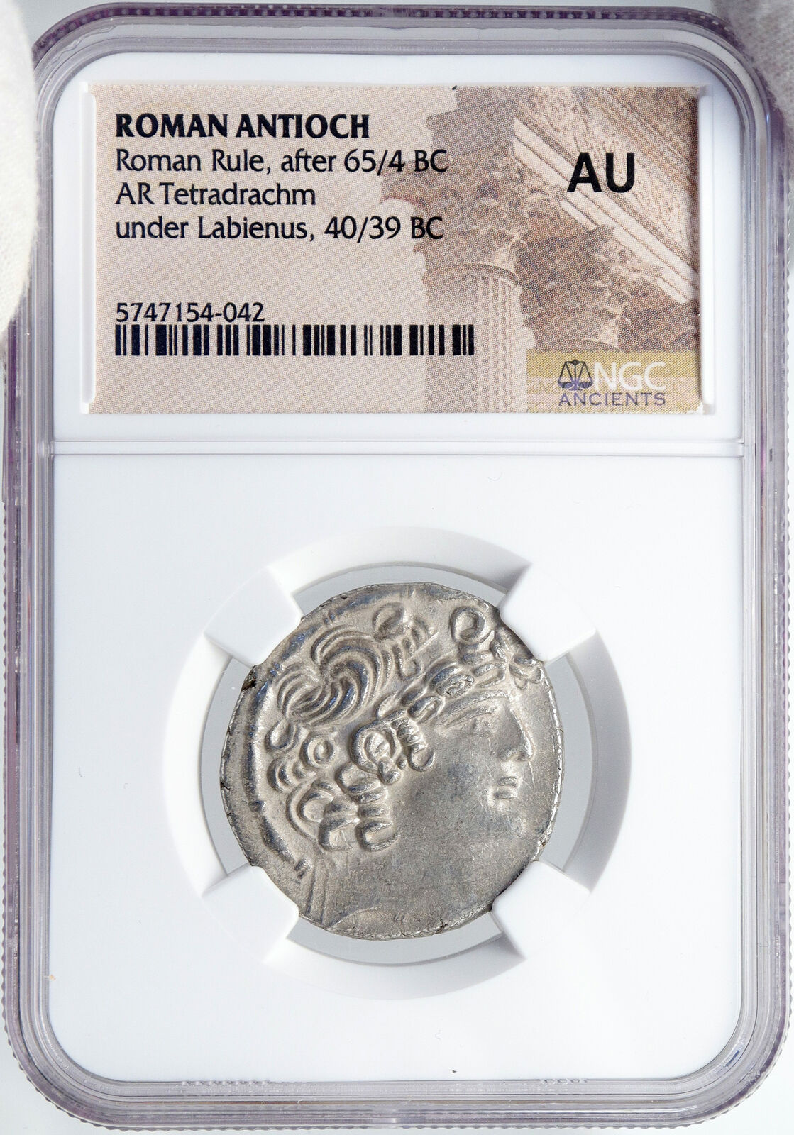 ANTIOCH Roman under EMPEROR LABLENUS Vintage ANCIENT OLD Silver Coin NGC i87726