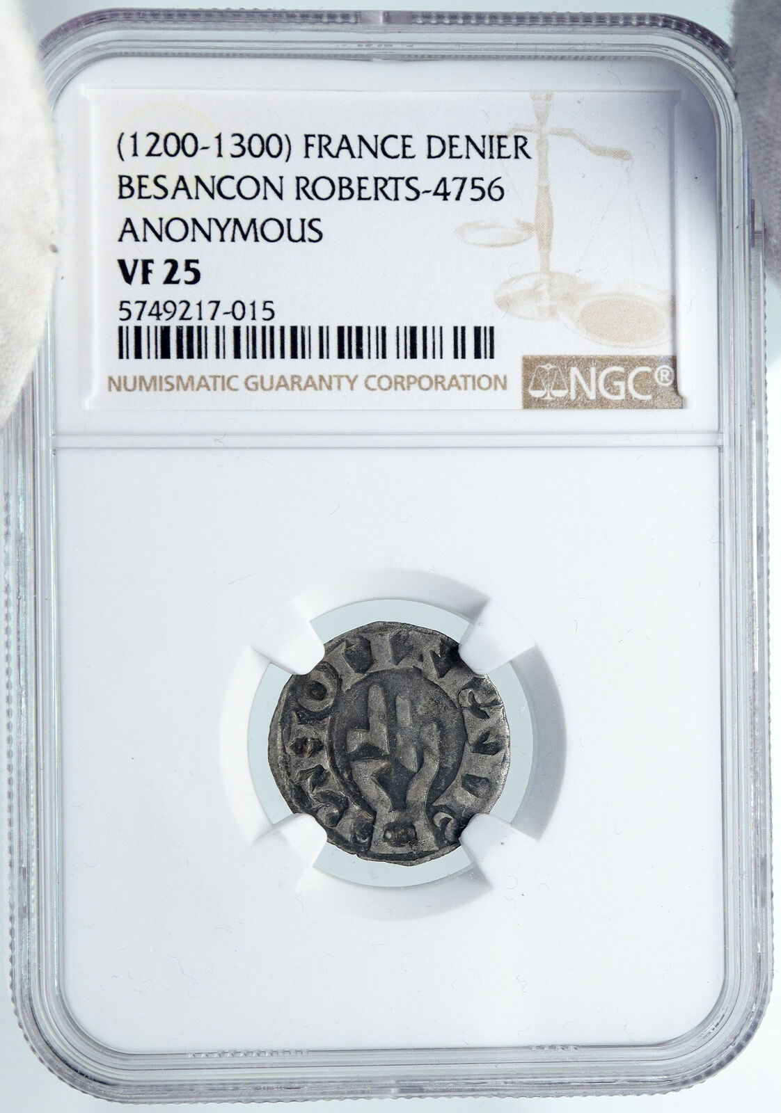 1200AD FRANCE Archbishopric BESANCON Old Silver Denier Medieval NGC Coin i87711