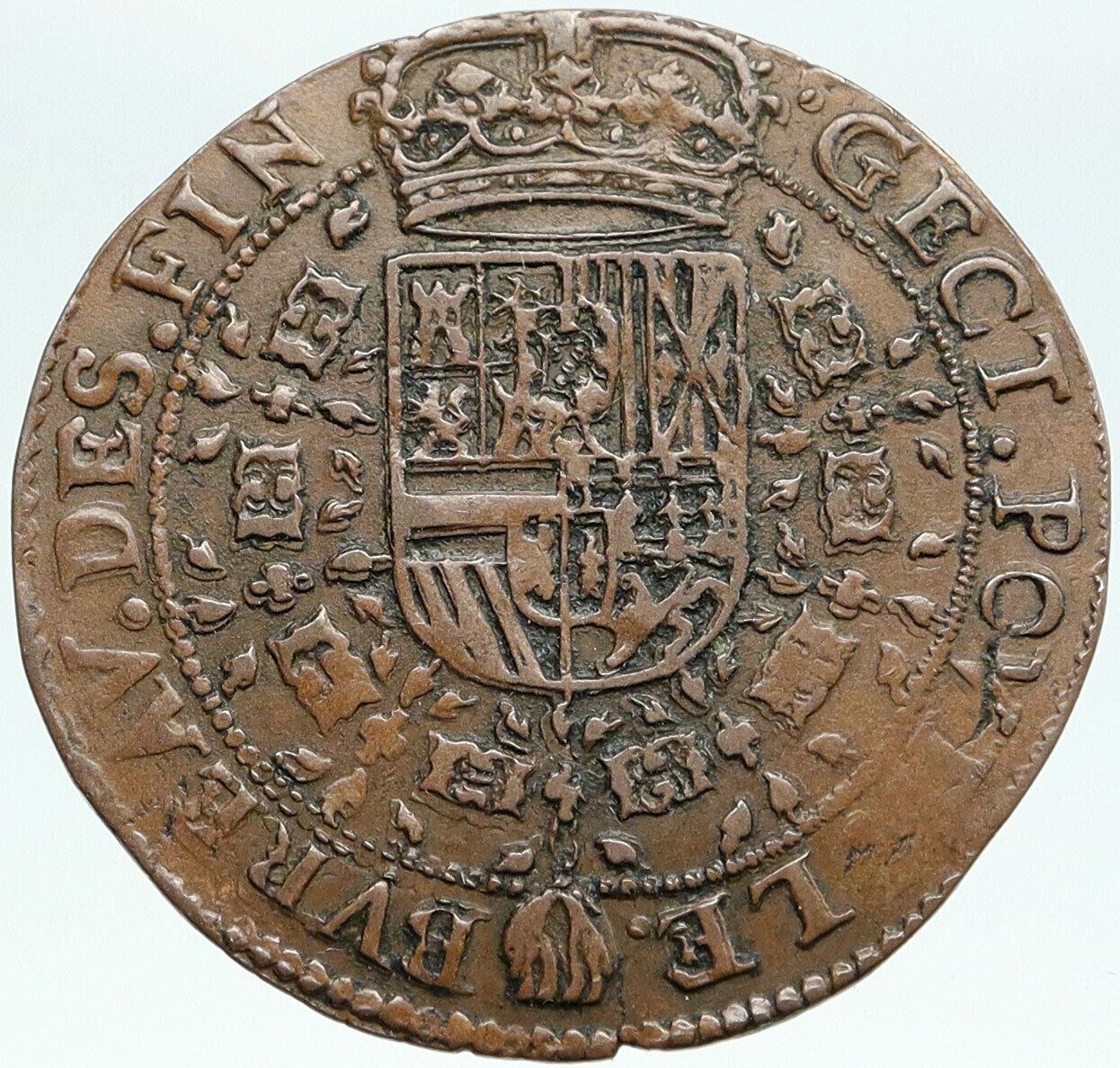 1675 NETHERLANDS under SPANISH KING CHARLES II Antique OLD Jeton Coin i87495