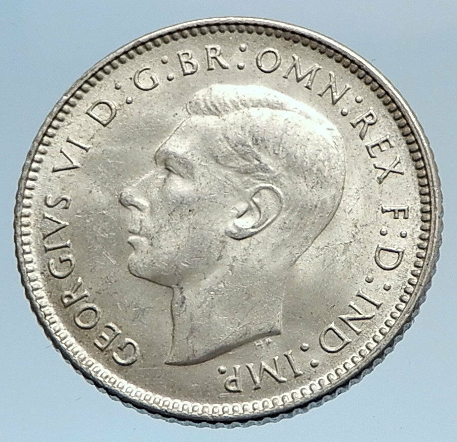 1943 AUSTRALIA UK King George VI Kangaroos Genuine Silver Sixpence Coin i74306