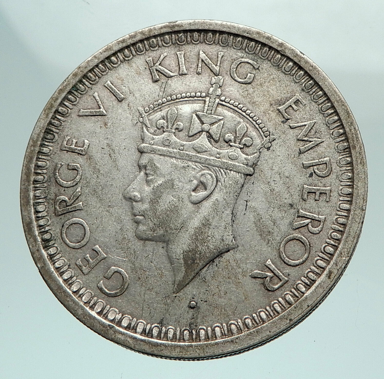 1944 INDIA UK States King George VI Genuine Silver Rupee Indian Coin i80101