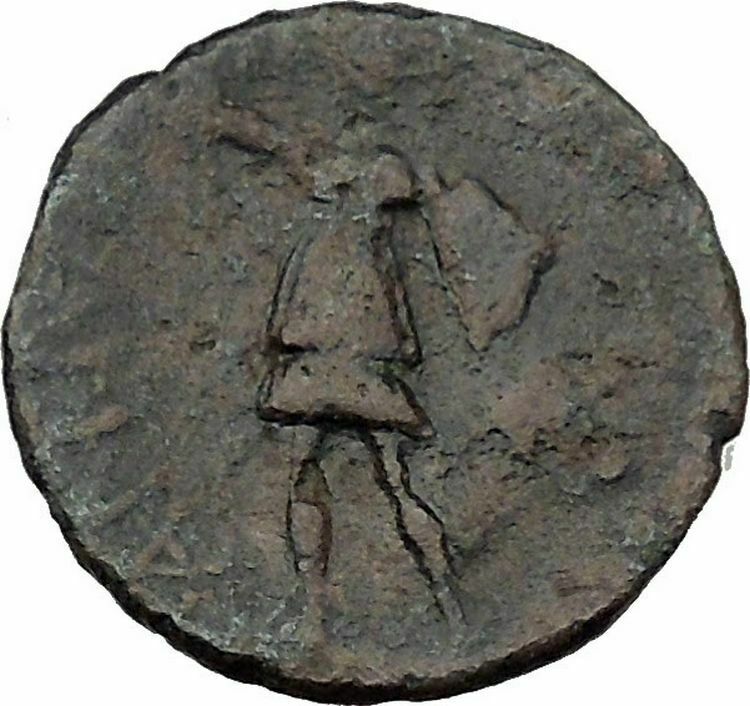 AITNA in SICILY Rare Sicilian Ancient 210BC Genuine Greek Coin w WARRIOR i37922