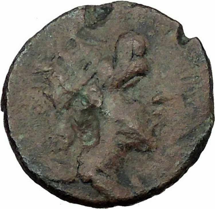 AITNA in SICILY Rare Sicilian Ancient 210BC Genuine Greek Coin w WARRIOR i37922