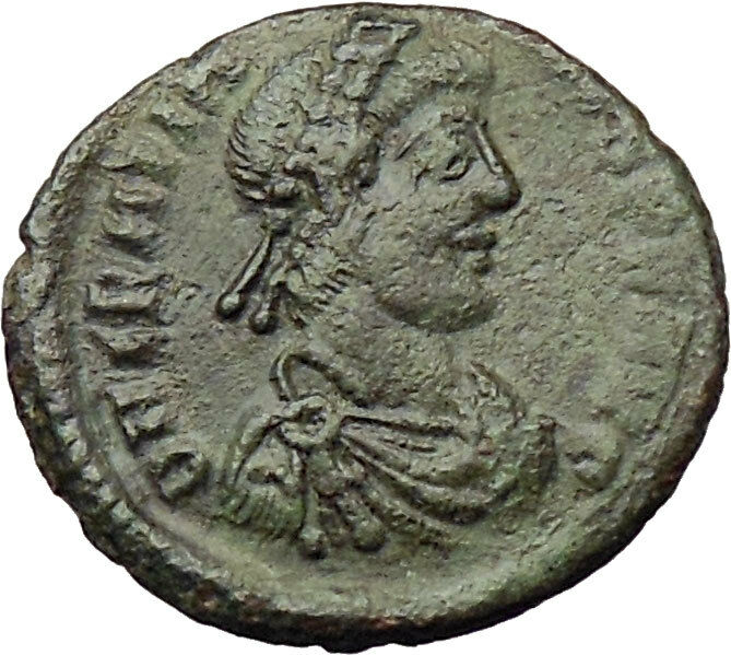 Gratian 367AD Ancient Roman Coin Cross ROMA w globe & spear i29839