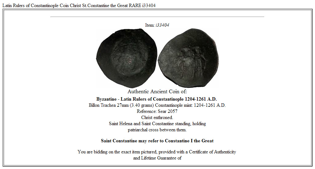 Latin Rulers of Constantinople Coin Christ St.Constantine the Great RARE i33404