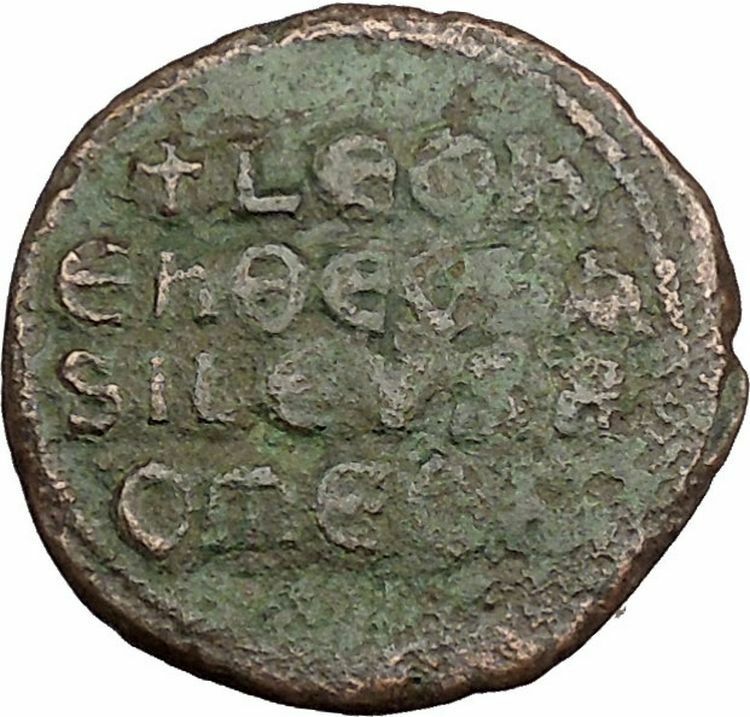 Leo VI, the Wise w purple silk roll 886AD Ancient Medieval Byzantine Coin i39428