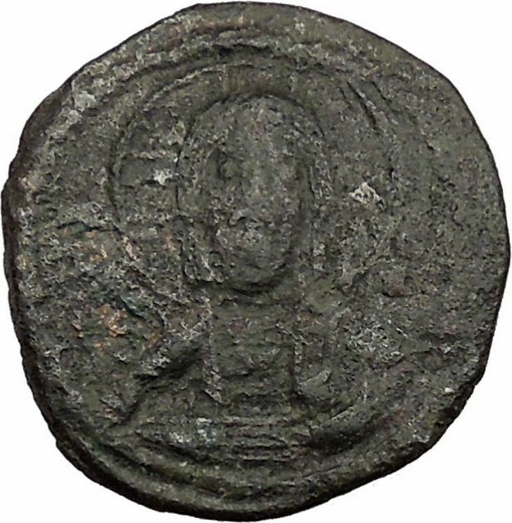 JESUS CHRIST Class G Anonymous 1068AD VIRGIN ORANS Byzantine Follis Coin i39353