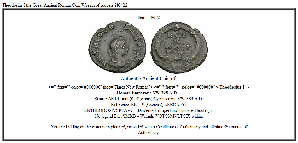 Theodosius I the Great Ancient Roman Coin Wreath of success i40422