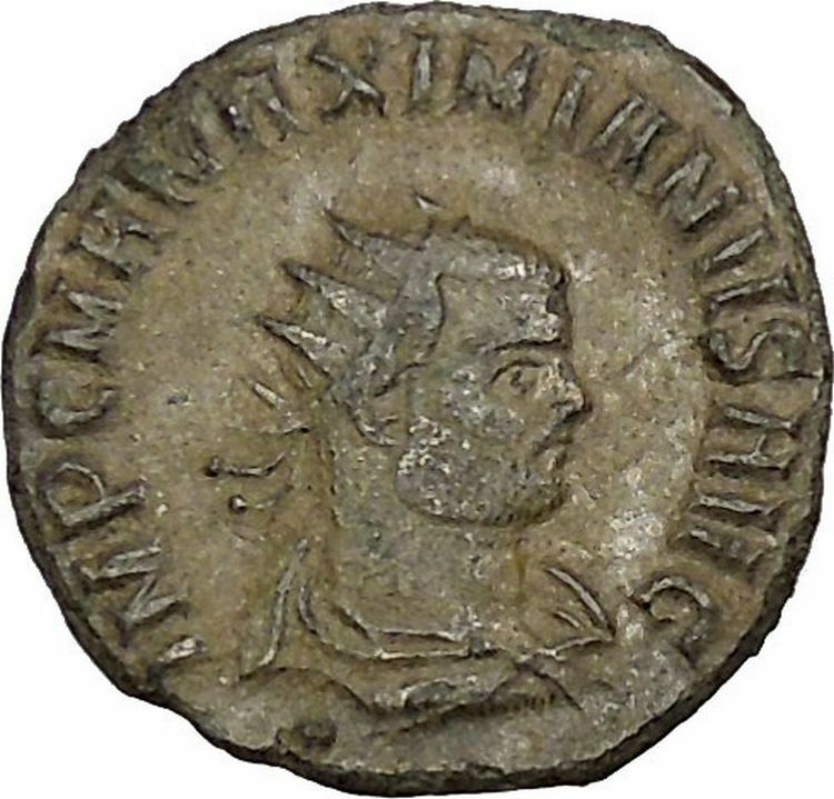 Maximian receiving Victory from Jupiter Ancient Roman Coin i40659