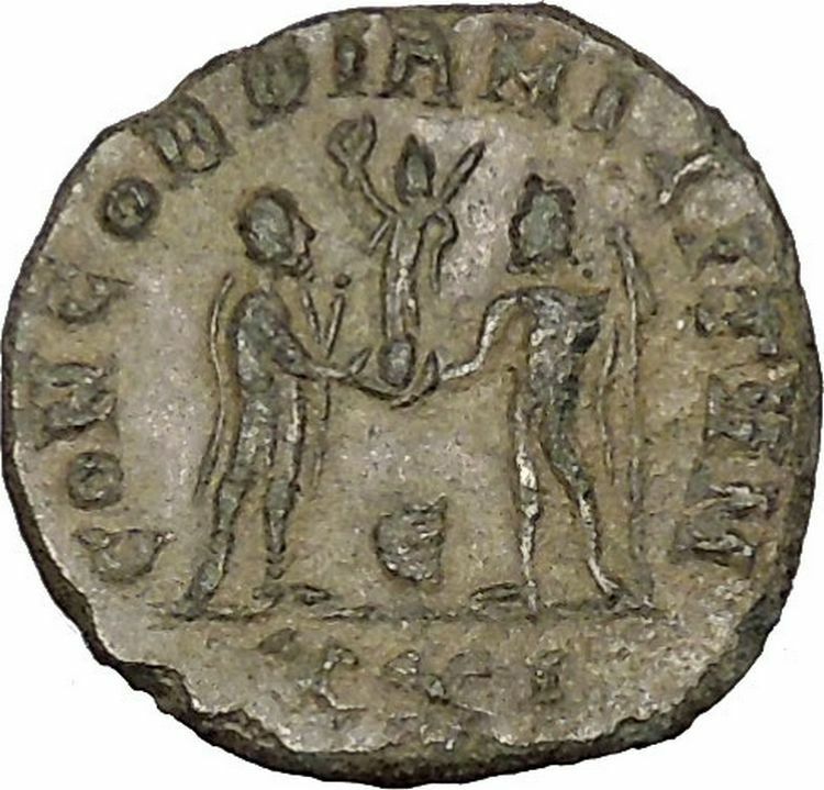 Maximian receiving Victory from Jupiter Ancient Roman Coin i40659