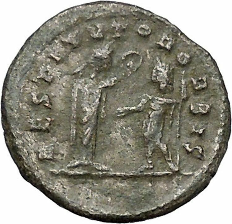 AURELIAN receiving wreath from woman Authentic Ancient Roman Coin i40855