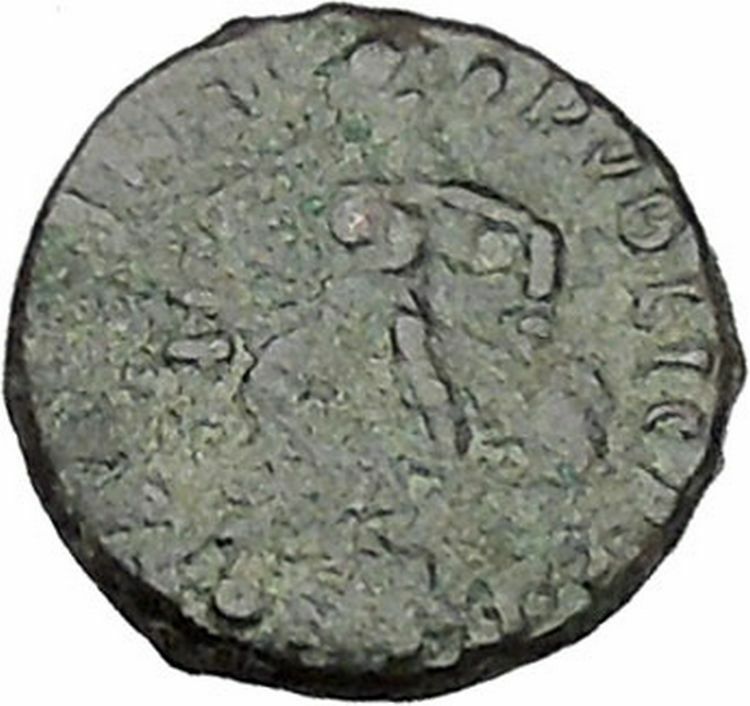 ARCADIUS 388AD Ancient Roman Coin VICTORY Nike Chi-Rho Christ Monogram i42727