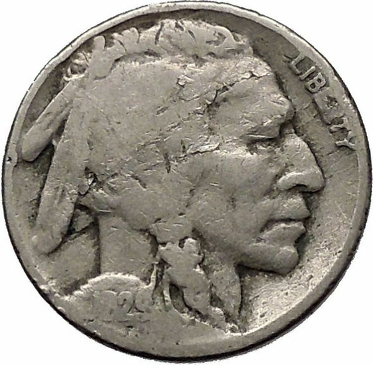 1929 BUFFALO NICKEL 5 Cents of United States of America USA Antique Coin i43725