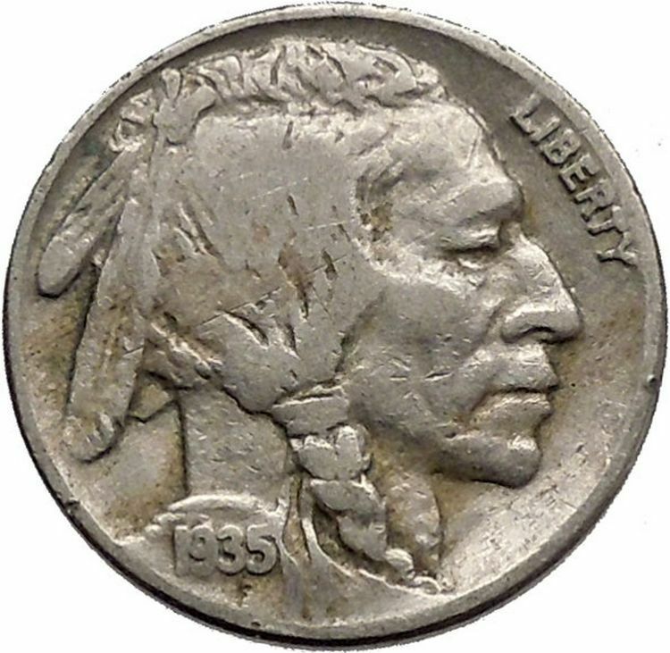 1935 BUFFALO NICKEL 5 Cents of United States of America USA Antique Coin i43777