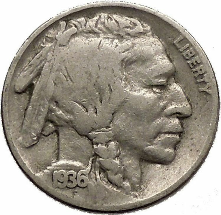 1936 BUFFALO NICKEL 5 Cents of United States of America USA Antique Coin i43856