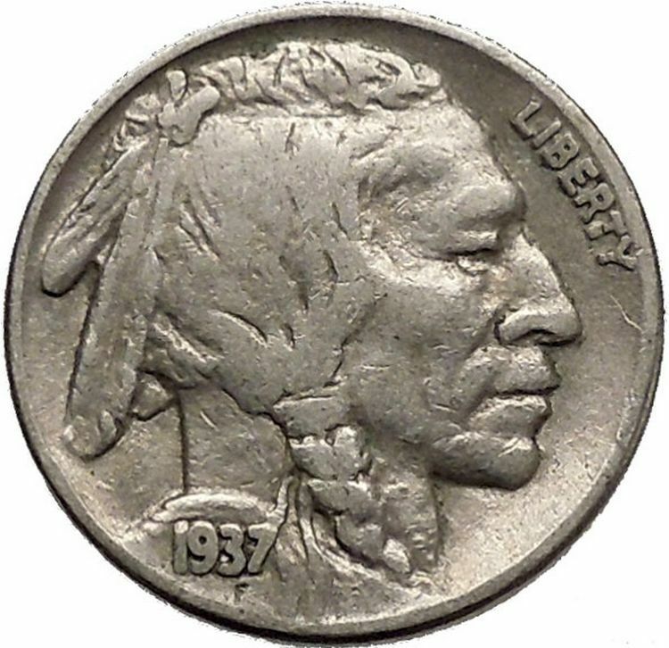 1937 BUFFALO NICKEL 5 Cents of United States of America USA Antique Coin i43873