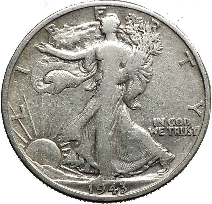 1943 WALKING LIBERTY Half Dollar Bald Eagle United States Silver Coin i44652