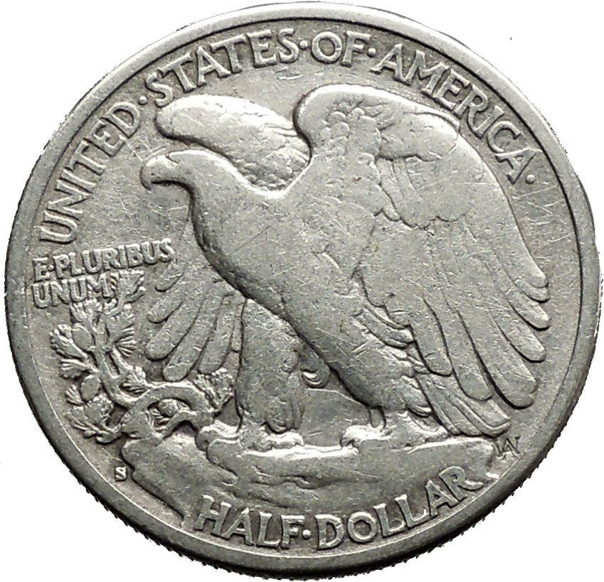 1943 WALKING LIBERTY Half Dollar Bald Eagle United States Silver Coin i44652