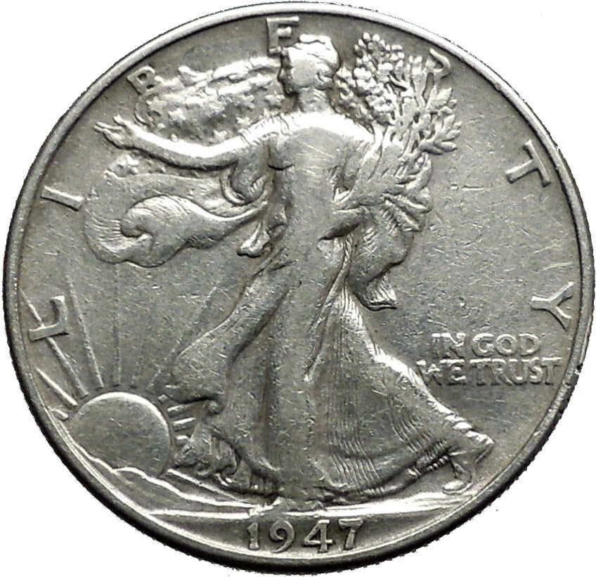 1947 WALKING LIBERTY Half Dollar Bald Eagle United States Silver Coin i44693