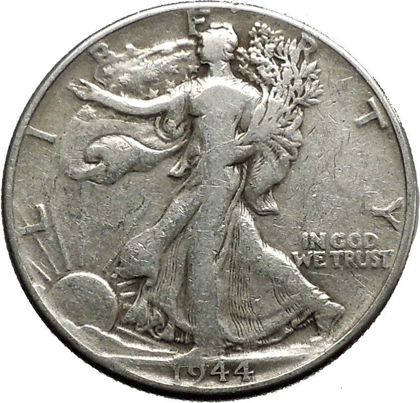 1944 WALKING LIBERTY Half Dollar Bald Eagle United States Silver Coin i44671