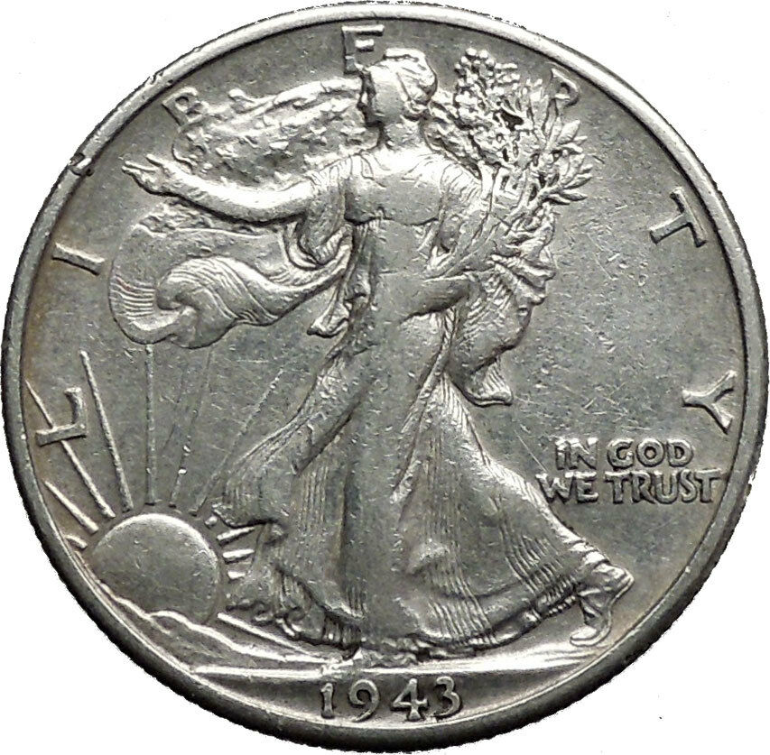 1943 WALKING LIBERTY Half Dollar Bald Eagle United States Silver Coin i44630