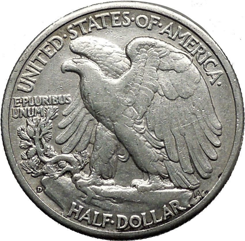 1943 WALKING LIBERTY Half Dollar Bald Eagle United States Silver Coin i44630