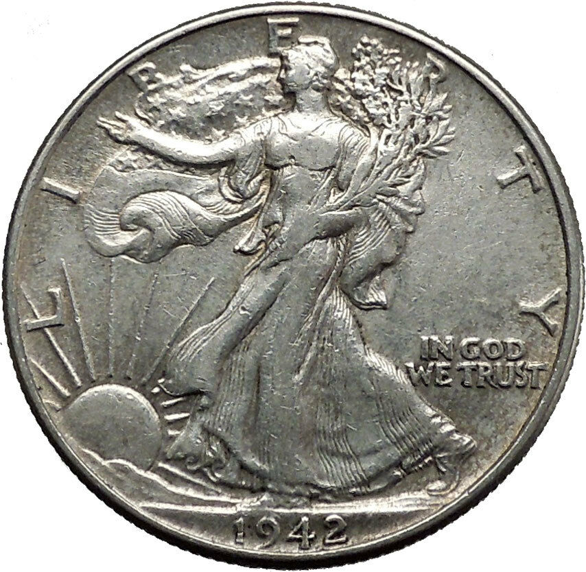 1942 WALKING LIBERTY Half Dollar Bald Eagle United States Silver Coin i45146