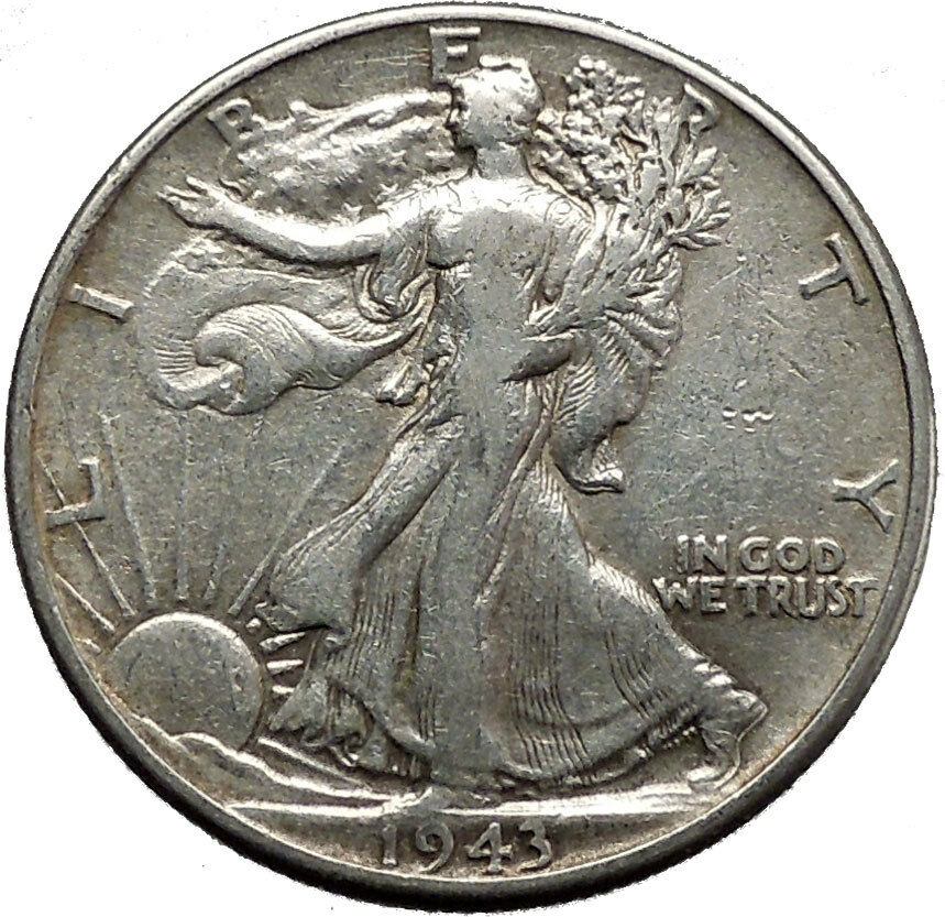 1943 WALKING LIBERTY Half Dollar Bald Eagle United States Silver Coin i45148